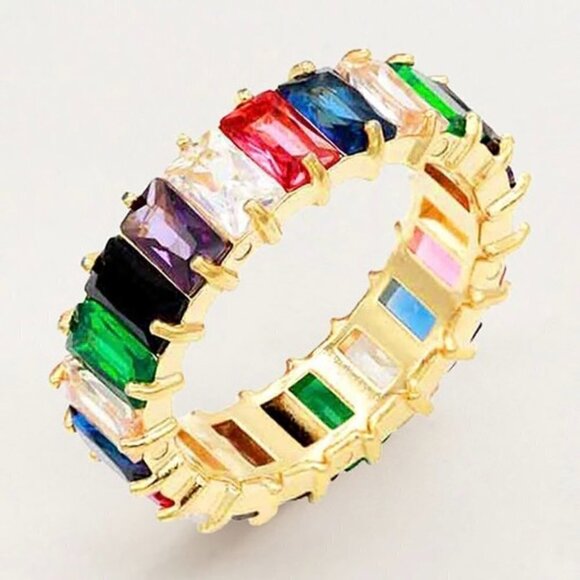 1 LEFT!! JASPER MULTI COLOR RHINESTONE RING - Picture 1 of 1